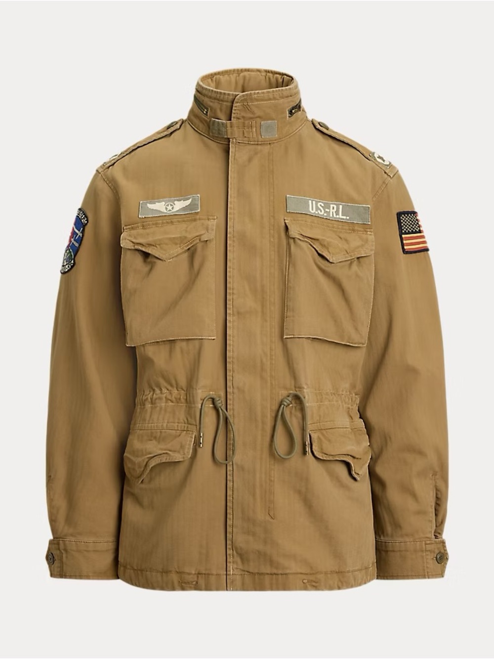 Polo Ralph Lauren The Iconic Field Jacket in Sandsurf Logo Patches Size Large - Picture 3 of 10